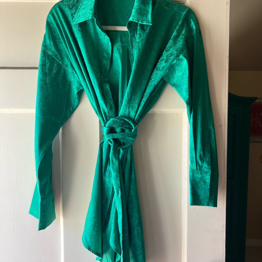 12th tribe teal long sleeve women’s mini dress